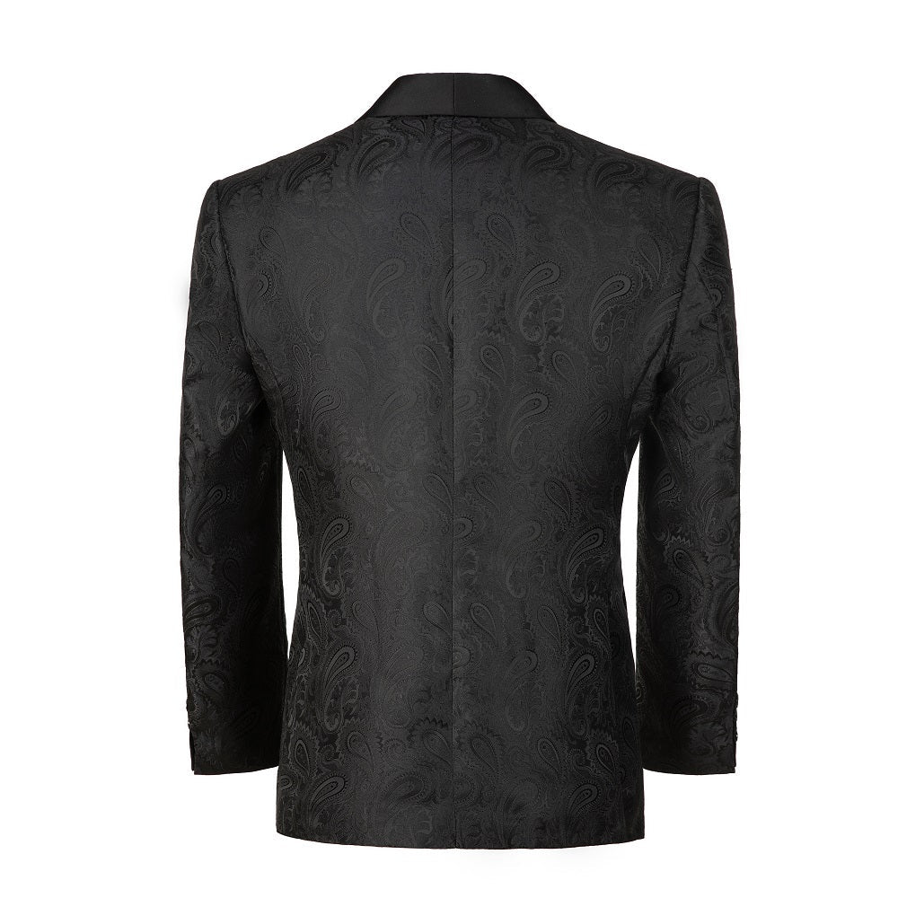 Black Unique Patterned Men's Blazer for Party, Wedding and Business Yuanlu