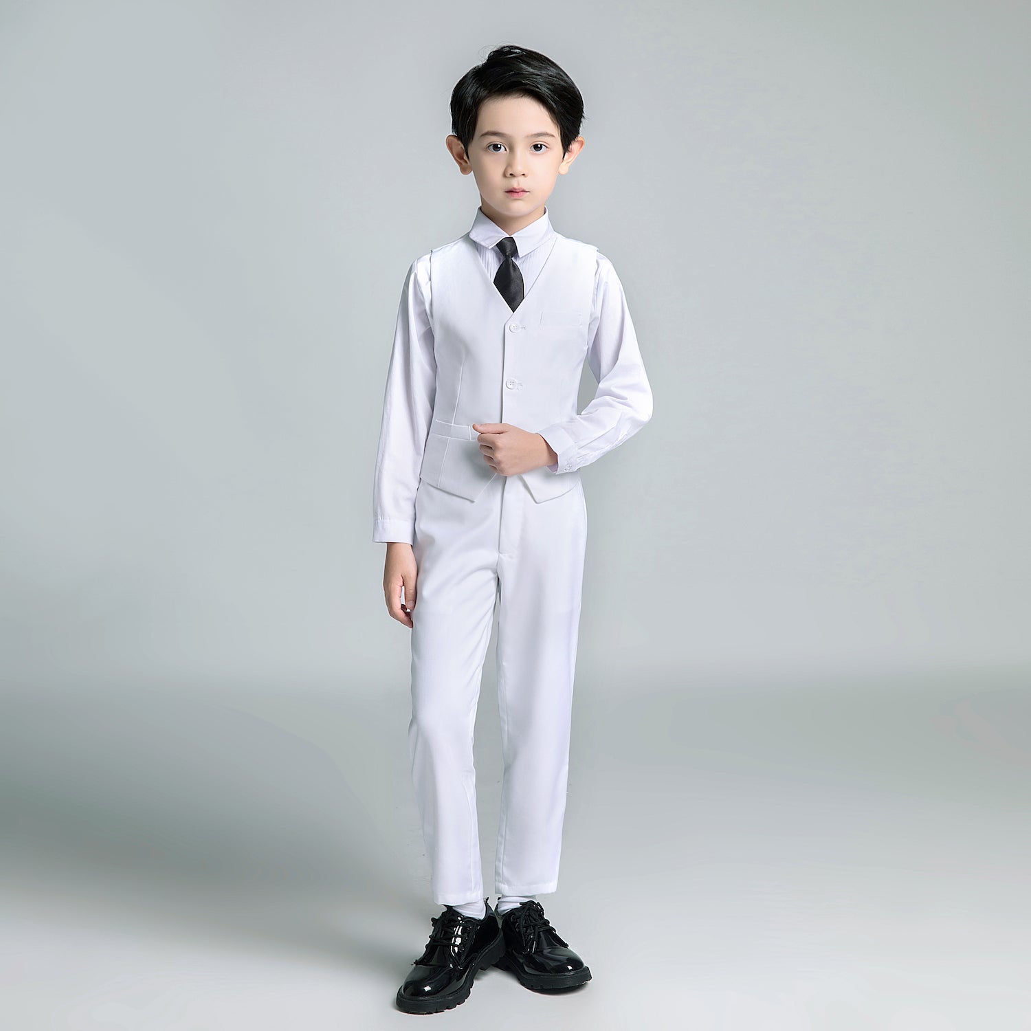 White Tuxedo 5 Piece Boys Suits Yuanlu