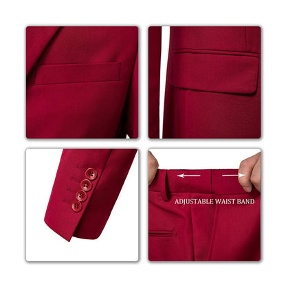 Red Two Button Wedding 2 Pieces Men's Suits Jacket+Pants Yuanlu