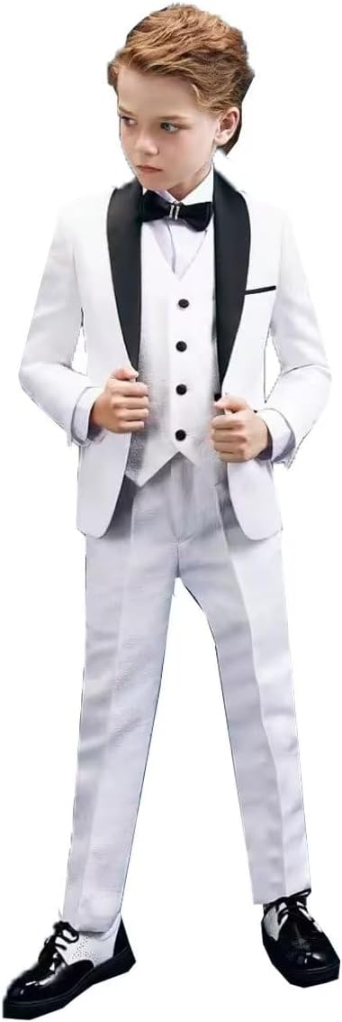 Boys Tuxedo Suit Slim Fit 3 Pieces Kids Tuxedo Suit Boys Formal Wedding Suit Blazer Vest Pants My Store