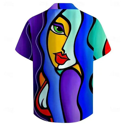 Graphic Abstract Casual Men's Shirt Party Daily Holiday Summer Turndown Short Sleeve Shirt Yuanlu