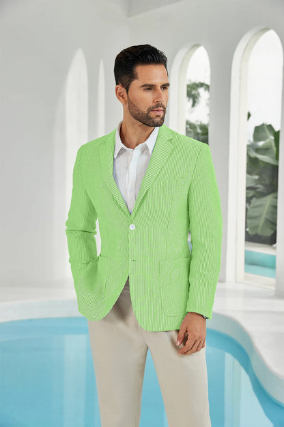 Seersucker Striped Men's Summer Blazer Yuanlu