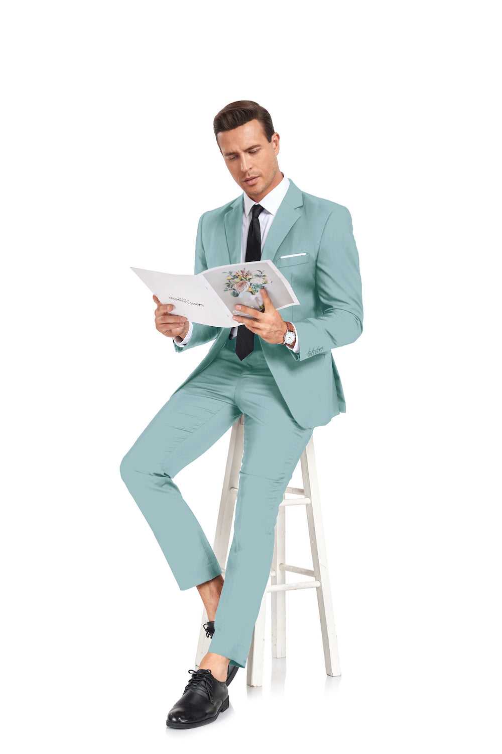 Mint Green Two Button 2 Pieces Men's Suits Jacket+Pants Wehilion