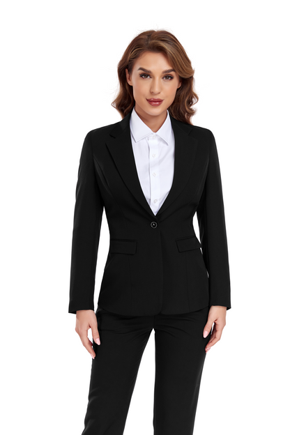 Black Women's 2 Piece Office Work Suit Set Yuanlu