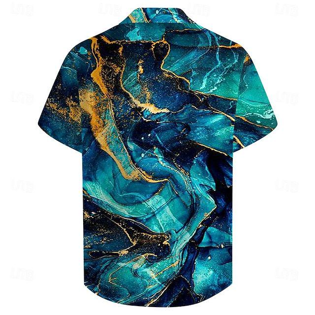 Graphic Marble Casual Men's Shirt Party Daily Holiday Summer Turndown Short Sleeve Yuanlu