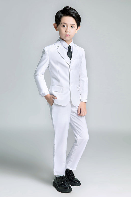 White Tuxedo 5 Piece Boys Suits Yuanlu