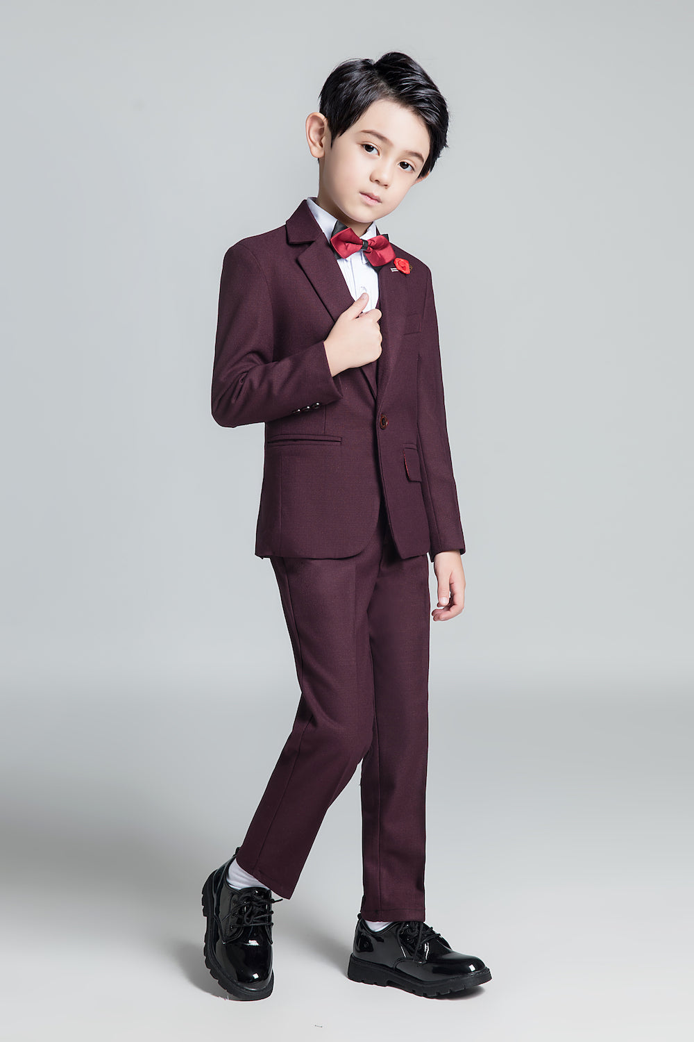 Purple Red Fashion 5 Piece Boys Suits Yuanlu