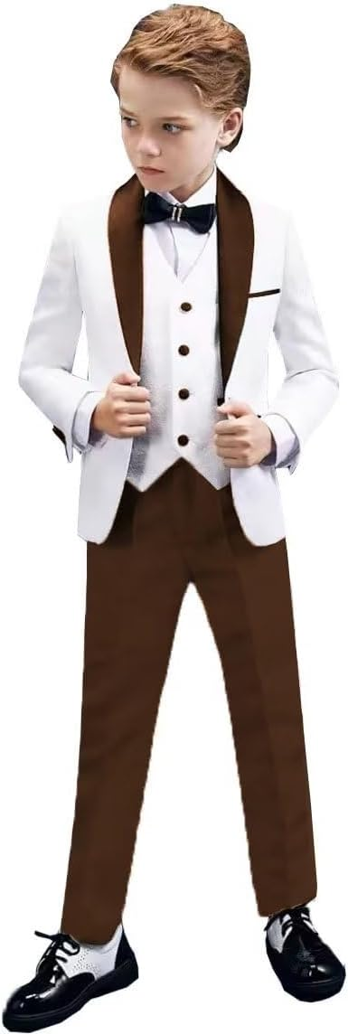 Boys Tuxedo Suit Slim Fit 3 Pieces Kids Tuxedo Suit Boys Formal Wedding Suit Blazer Vest Pants My Store