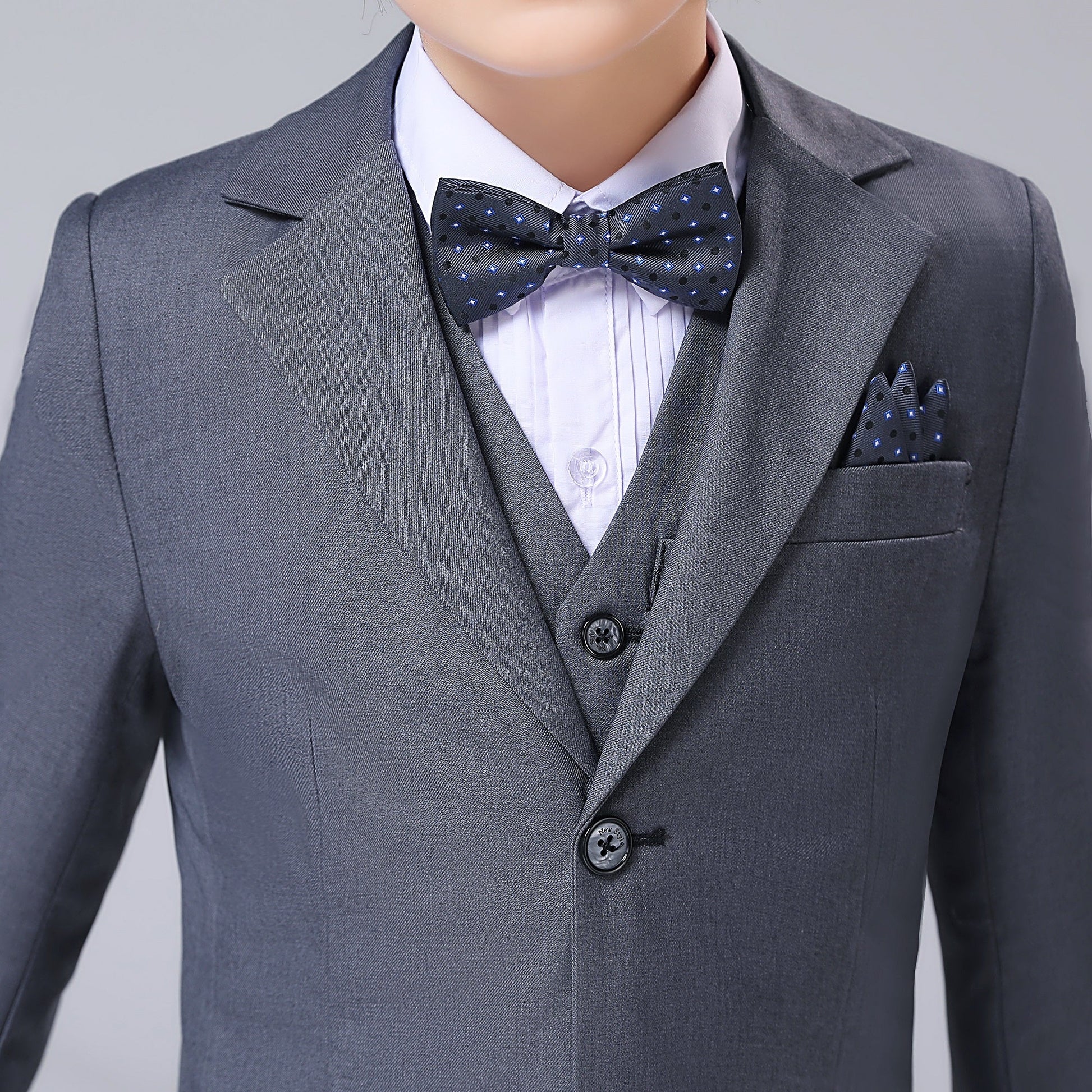 Grey Formal Classic 5 Piece Boys Suits Yuanlu