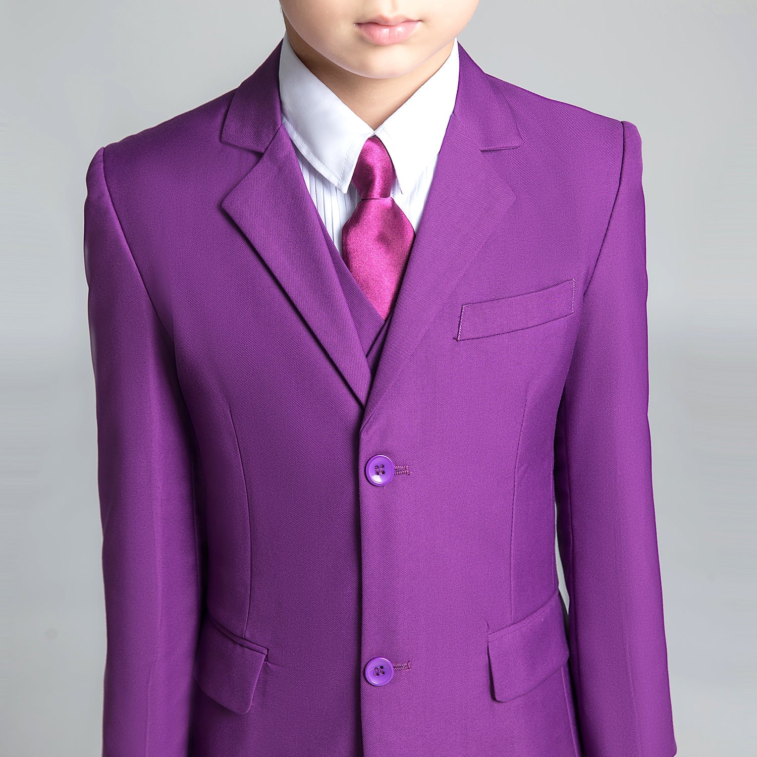 Purple Kid Boys Classic 5 Piece Boys Suits Yuanlu