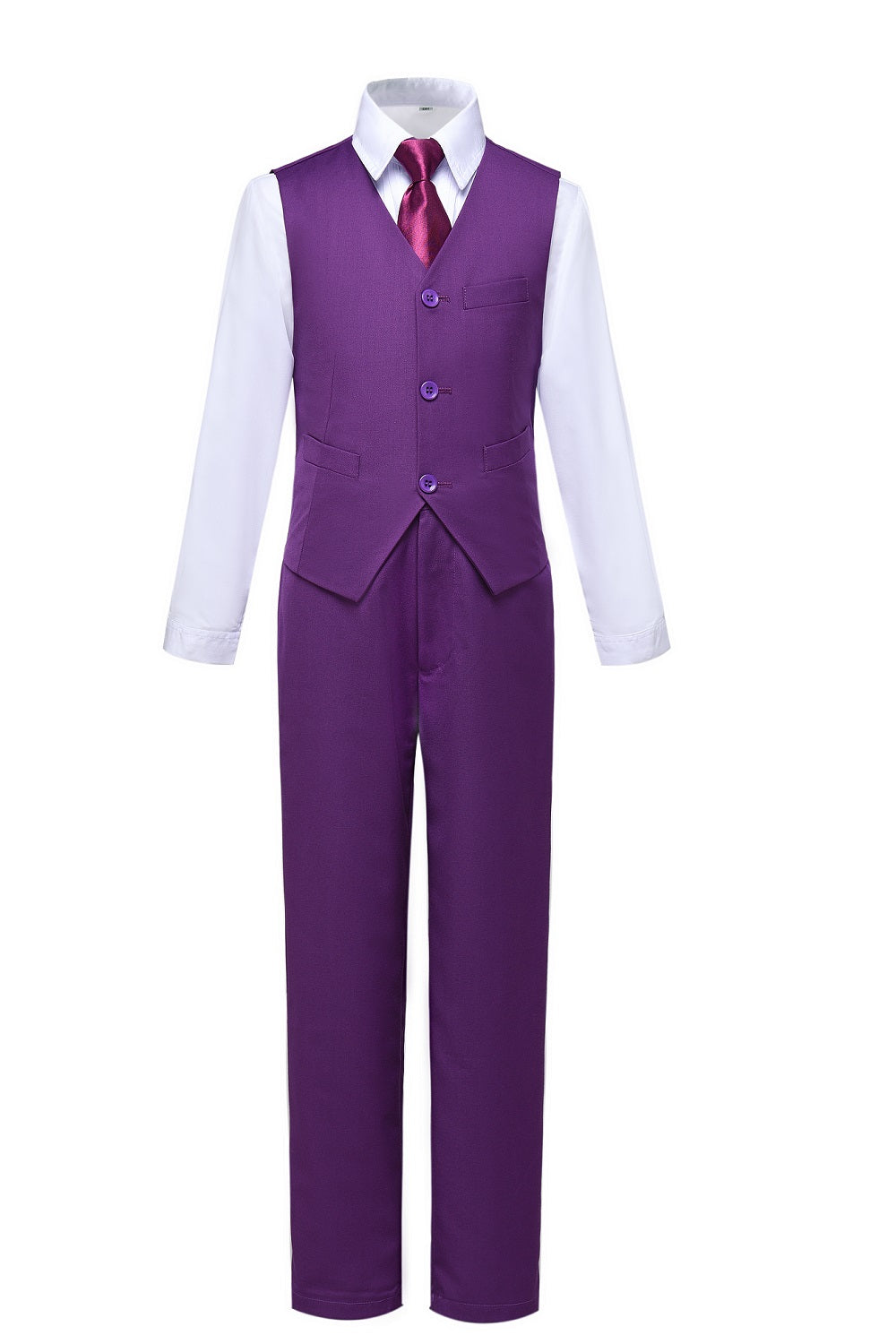 Purple 2 Piece Kids Boys' Vest and Pants Dress Suits Set Yuanlu