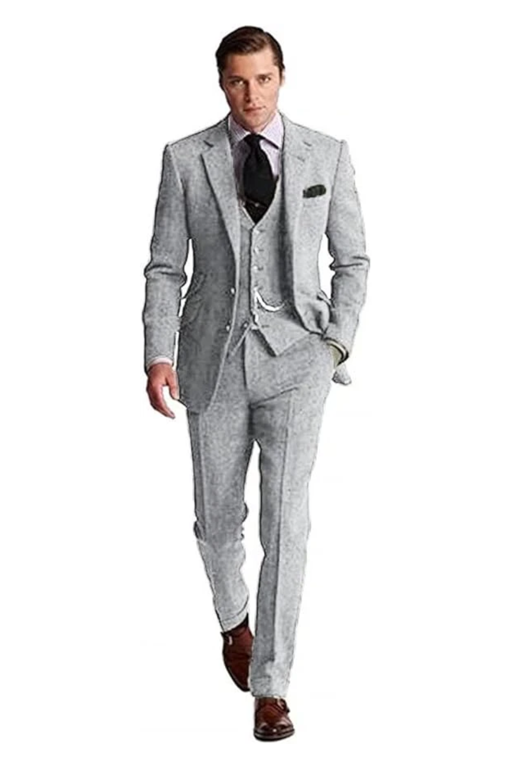 Retro Slim Fit Groom Tuxedos 3 Piece Men's Suits Yuanlu