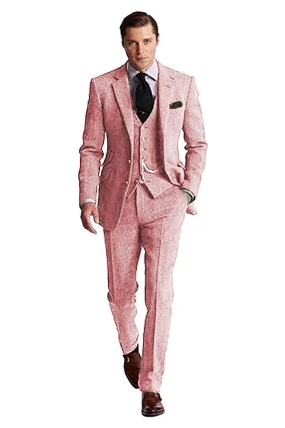 Retro Slim Fit Groom Tuxedos 3 Piece Men's Suits Yuanlu