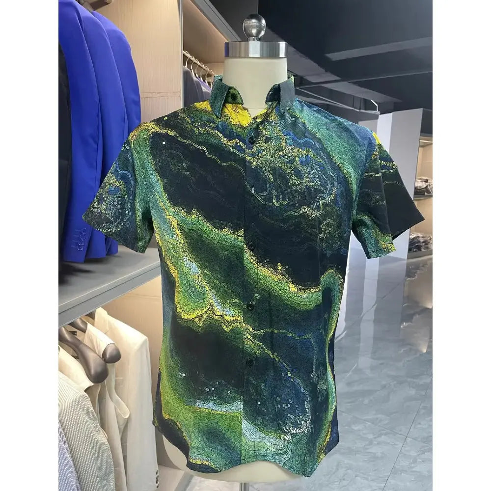 Graphic Tie Dye Casual Men's Shirt Daily Evening Party Vacation Summer Shirts Short Sleeve Shirt Yuanlu