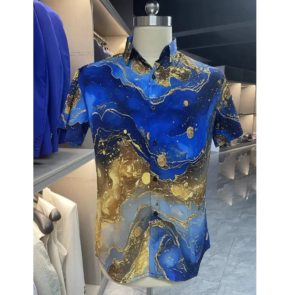 Graphic Tie Dye Casual Men's Shirt Daily Evening Party Vacation Summer Shirts Short Sleeve Shirt Yuanlu