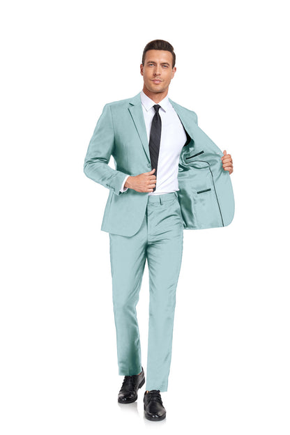 Mint Green Two Button 2 Pieces Men's Suits Jacket+Pants Wehilion