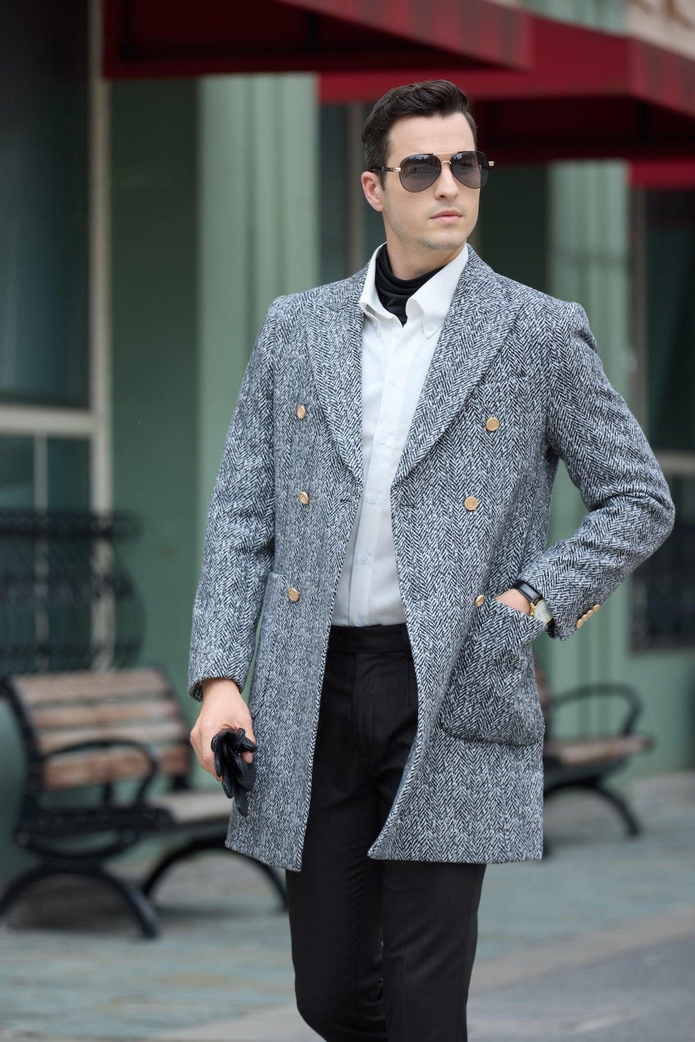 Men's Wool Coat Winter Double Breasted Long Coat 2780 Wehilion