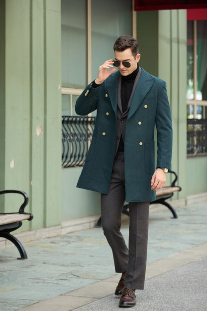 Men's Wool Coat Winter Double Breasted Long Coat 2779 Wehilion