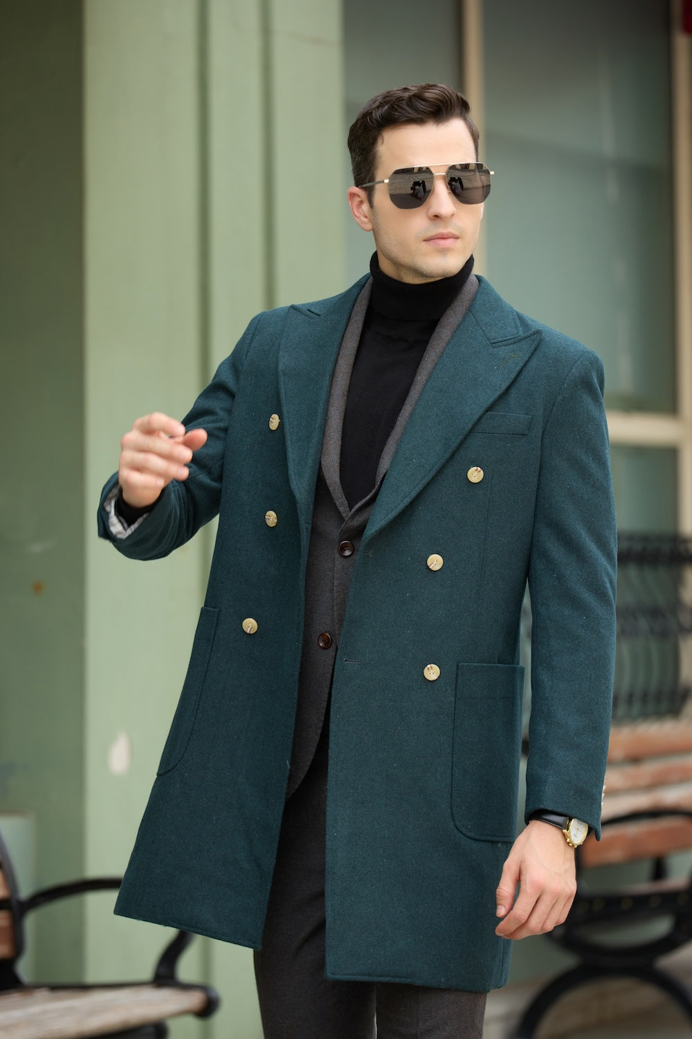 Men's Wool Coat Winter Double Breasted Long Coat 2779 Wehilion