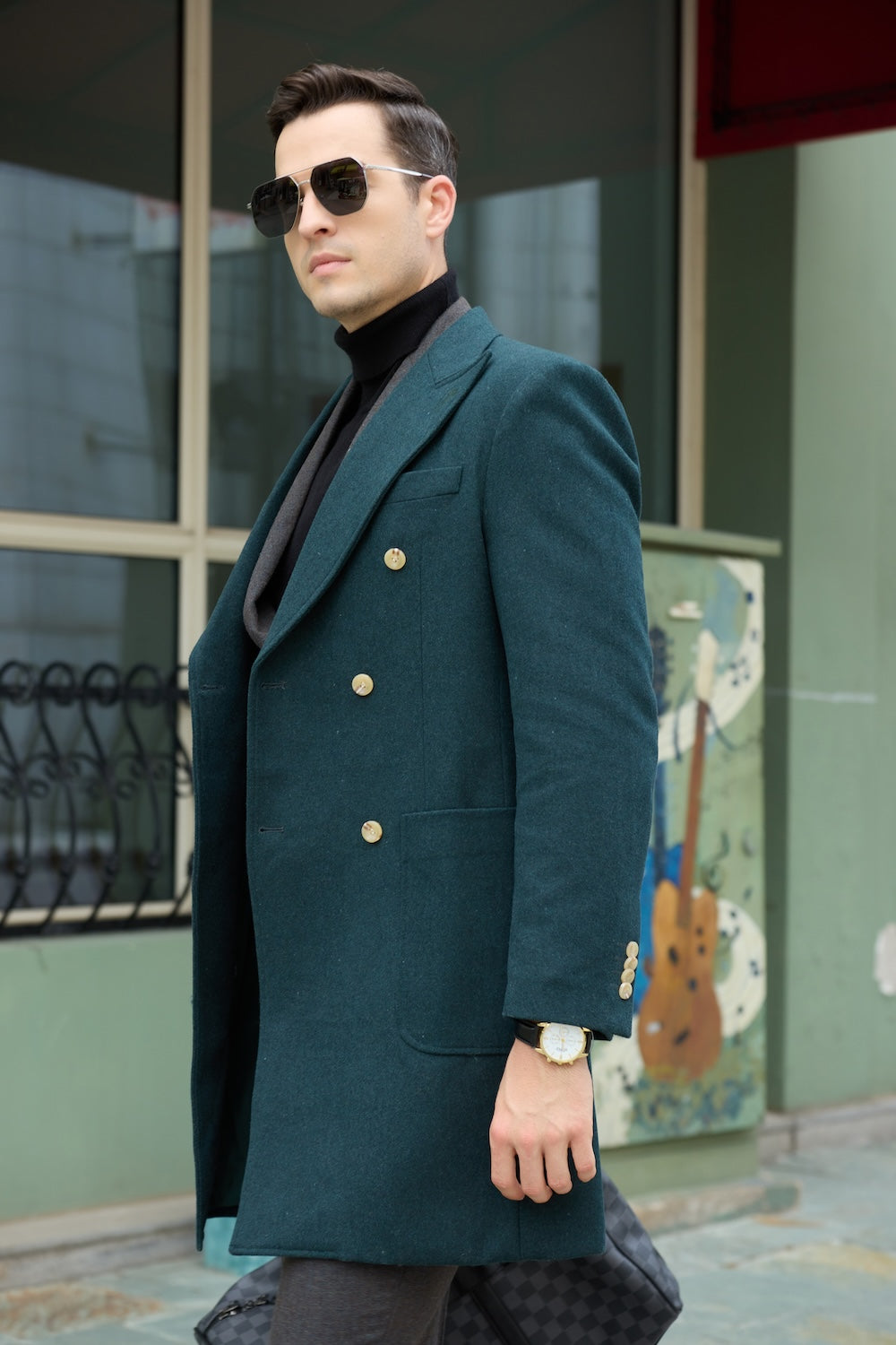 Men's Wool Coat Winter Double Breasted Long Coat 2779 Wehilion