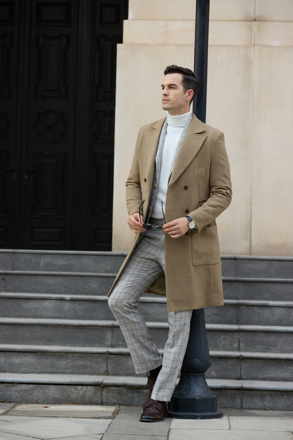 Men's Wool Coat Winter Double Breasted Long Coat 2775 Wehilion