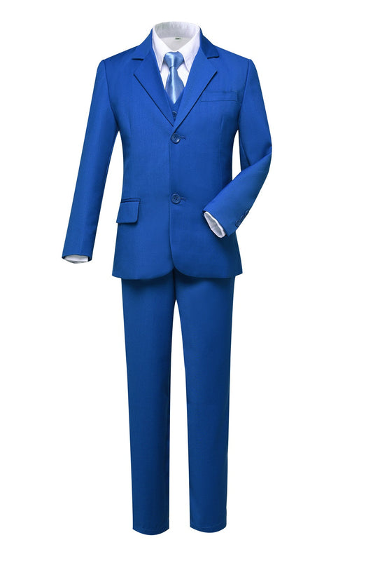 Royal Blue 3 Piece Kids Boys' Formal Blazer Vest and Pants Dress Suits Set Yuanlu