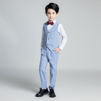 Denim Blue Classic 5 Piece Boys Suits Yuanlu