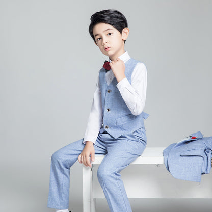 Denim Blue Classic 5 Piece Boys Suits Yuanlu