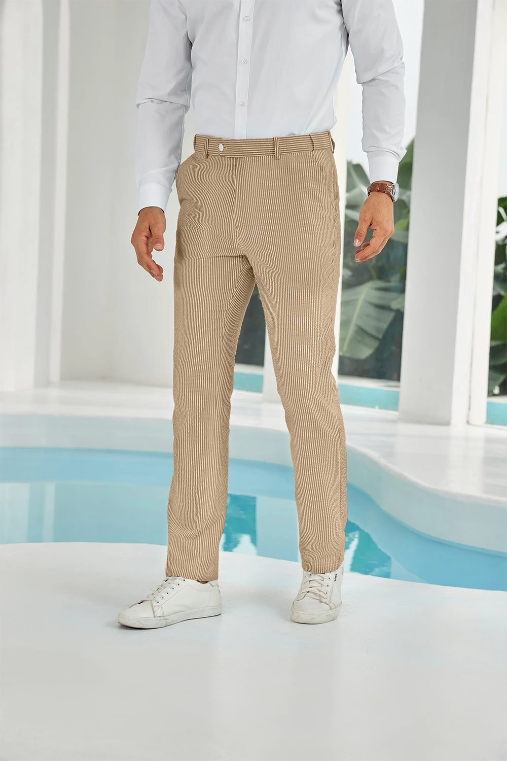 Seersucker Striped Men's Summer Pants Yuanlu