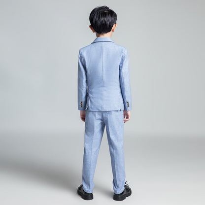 Denim Blue Classic 5 Piece Boys Suits Yuanlu