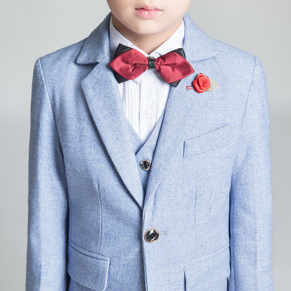 Denim Blue Classic 5 Piece Boys Suits Yuanlu