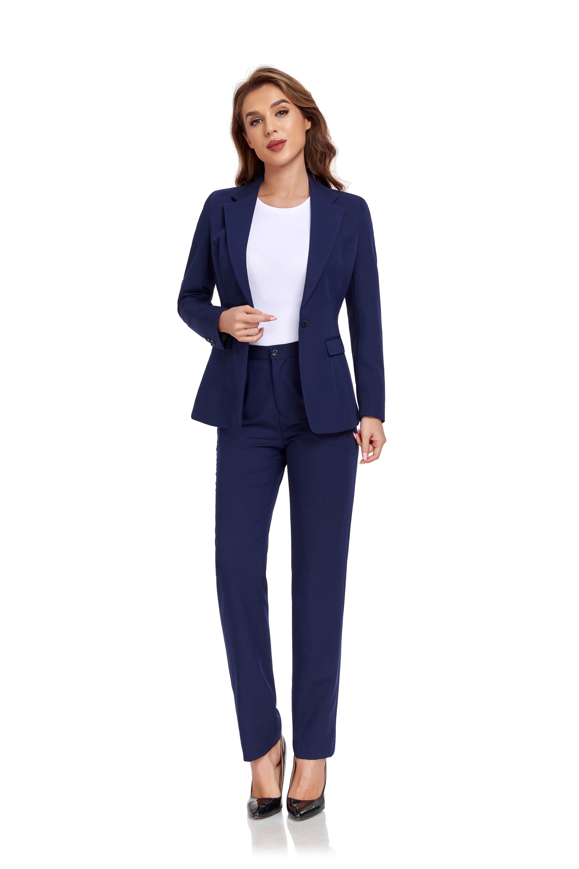 Navy Women's 2 Piece Office Work Suit Set Yuanlu