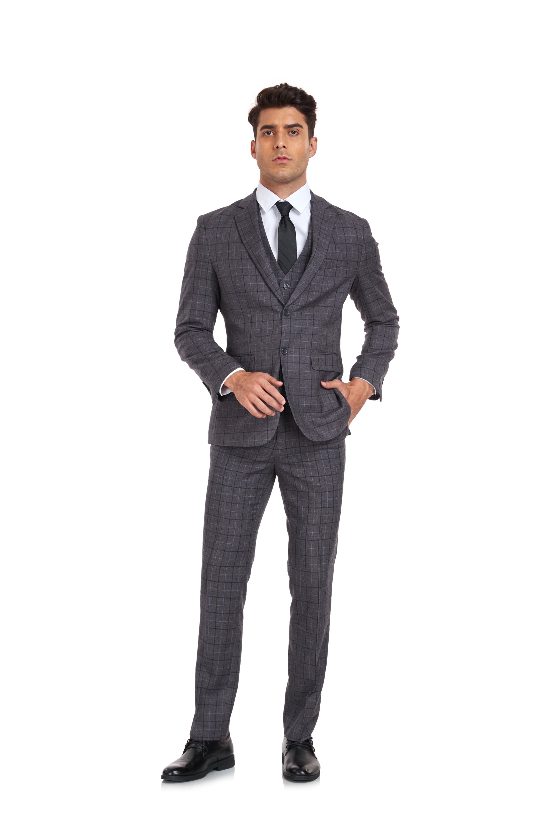 Plaid Men's 3 Piece Slim Fit Suit Set (MORE COLORS+) Yuanlu