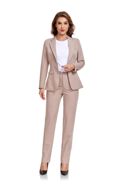 Champagne Women's 2 Piece Office Work Suit Set Yuanlu