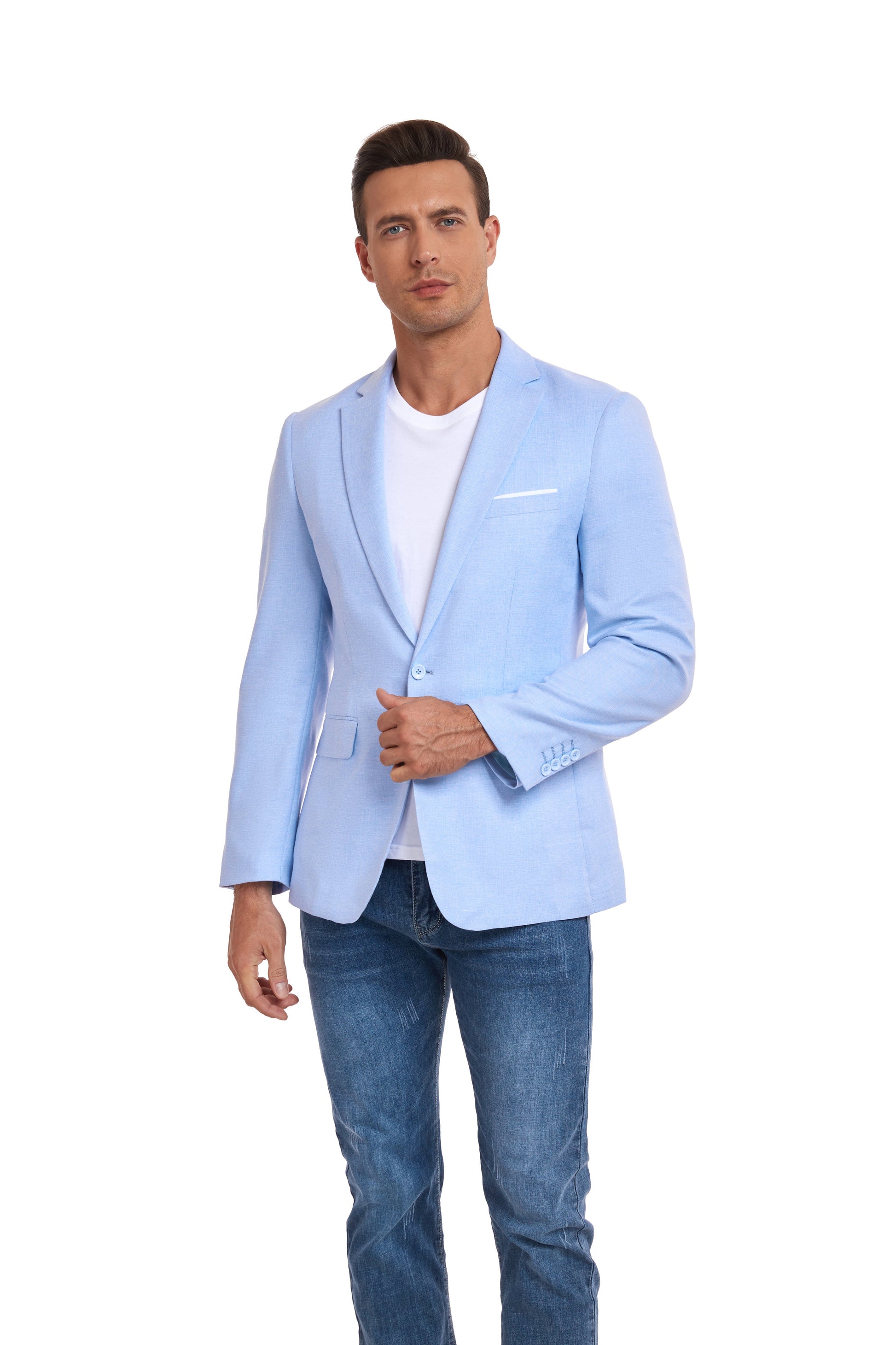 Blue Men's Two Button Blazer for Party, Wedding and Business Yuanlu