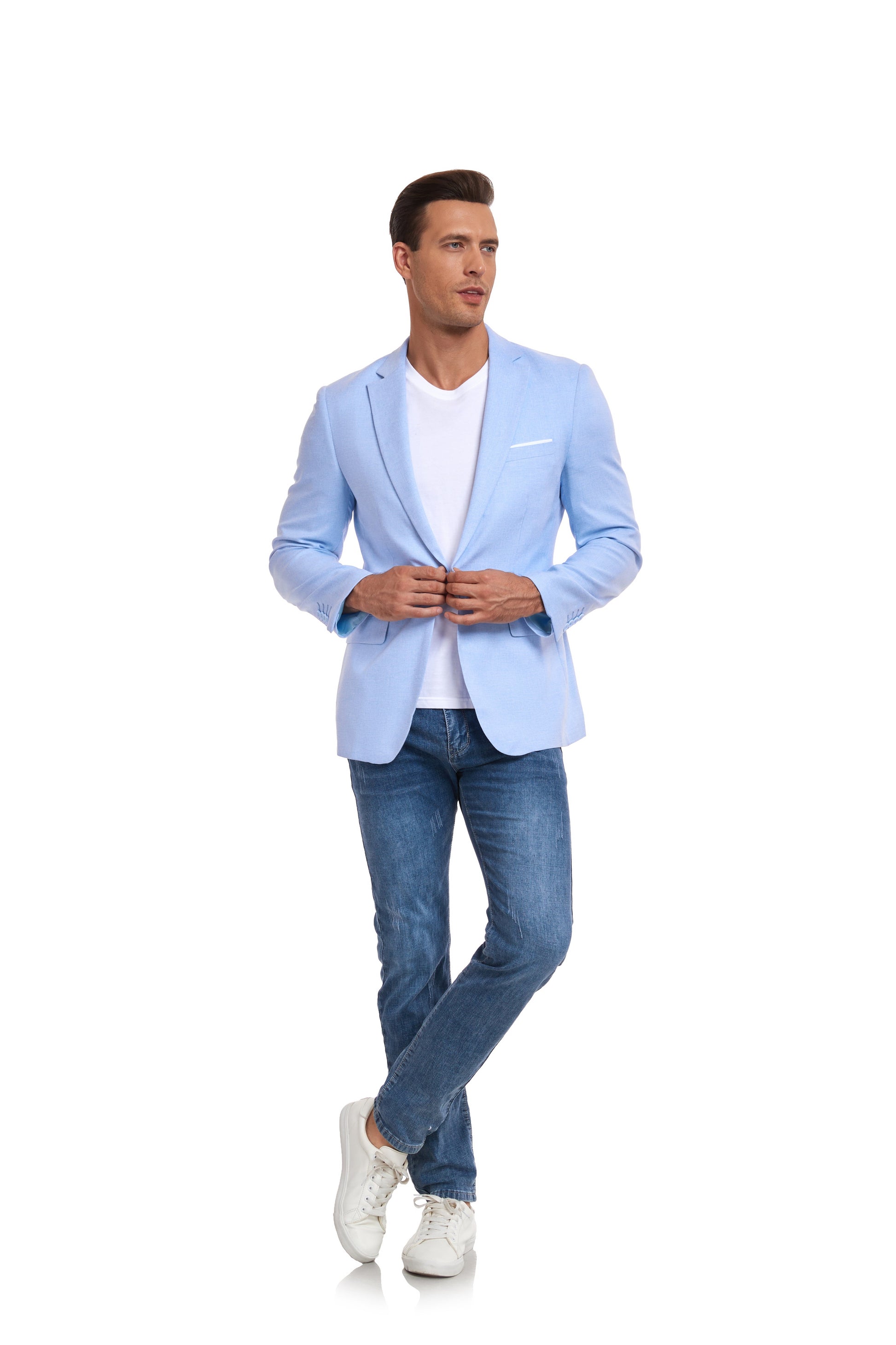 Blue Men's Two Button Blazer for Party, Wedding and Business Yuanlu