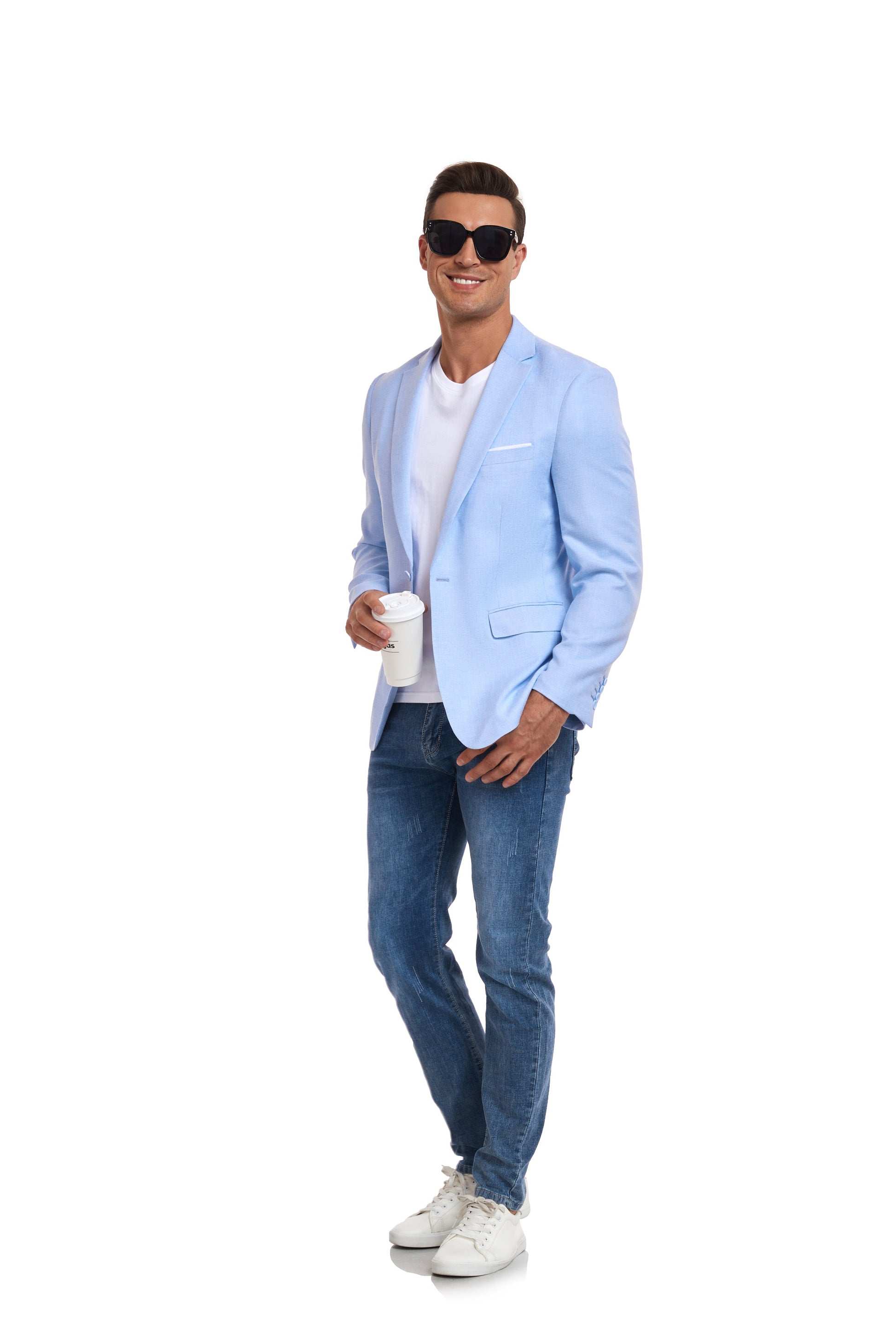 Blue Men's Two Button Blazer for Party, Wedding and Business Yuanlu