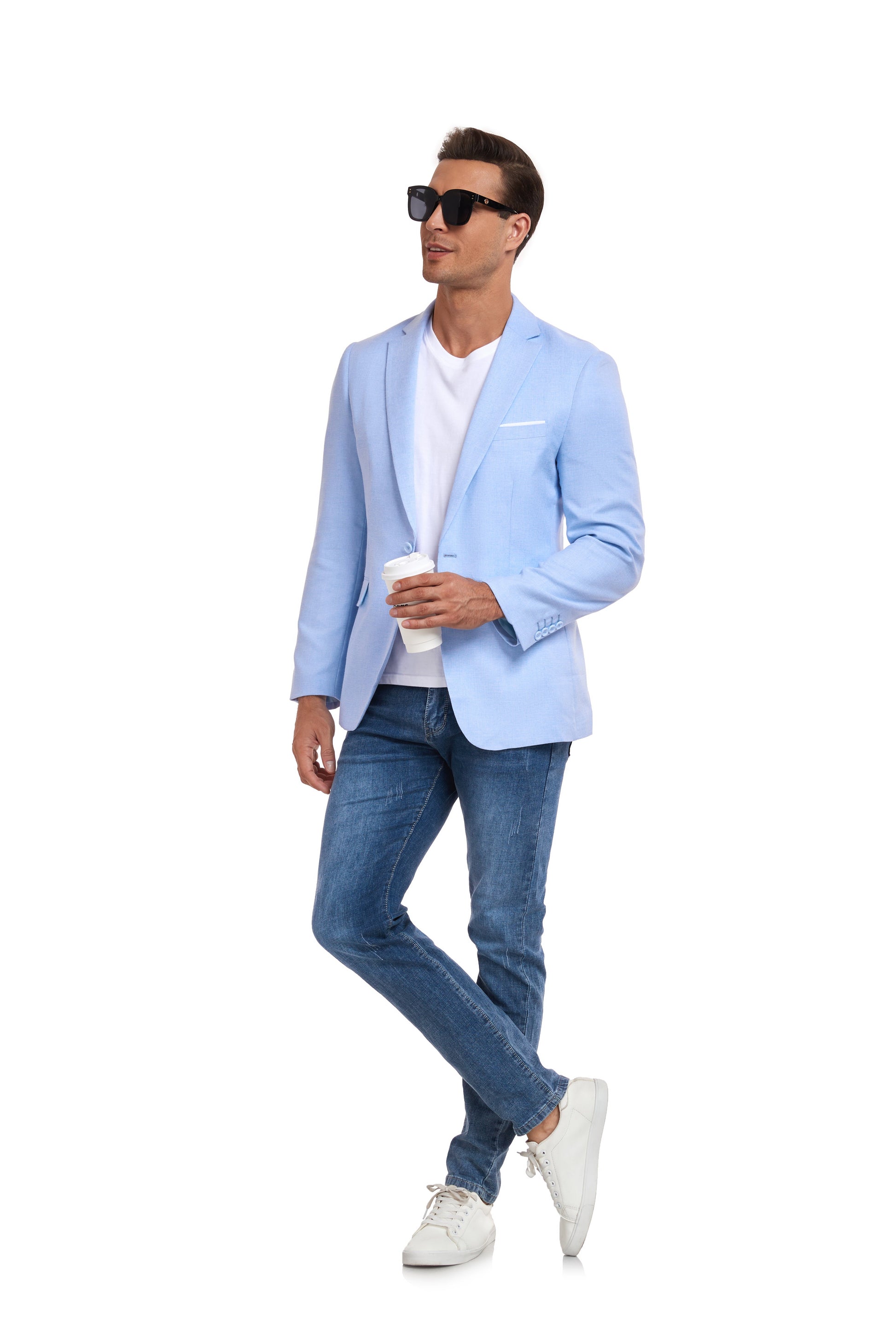 Blue Men's Two Button Blazer for Party, Wedding and Business Yuanlu