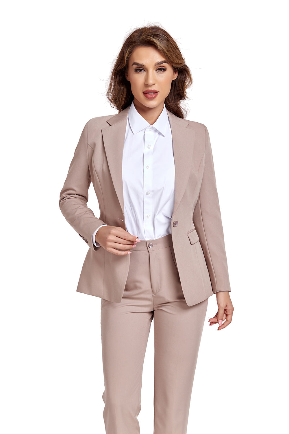 Champagne Women's 2 Piece Office Work Suit Set Yuanlu