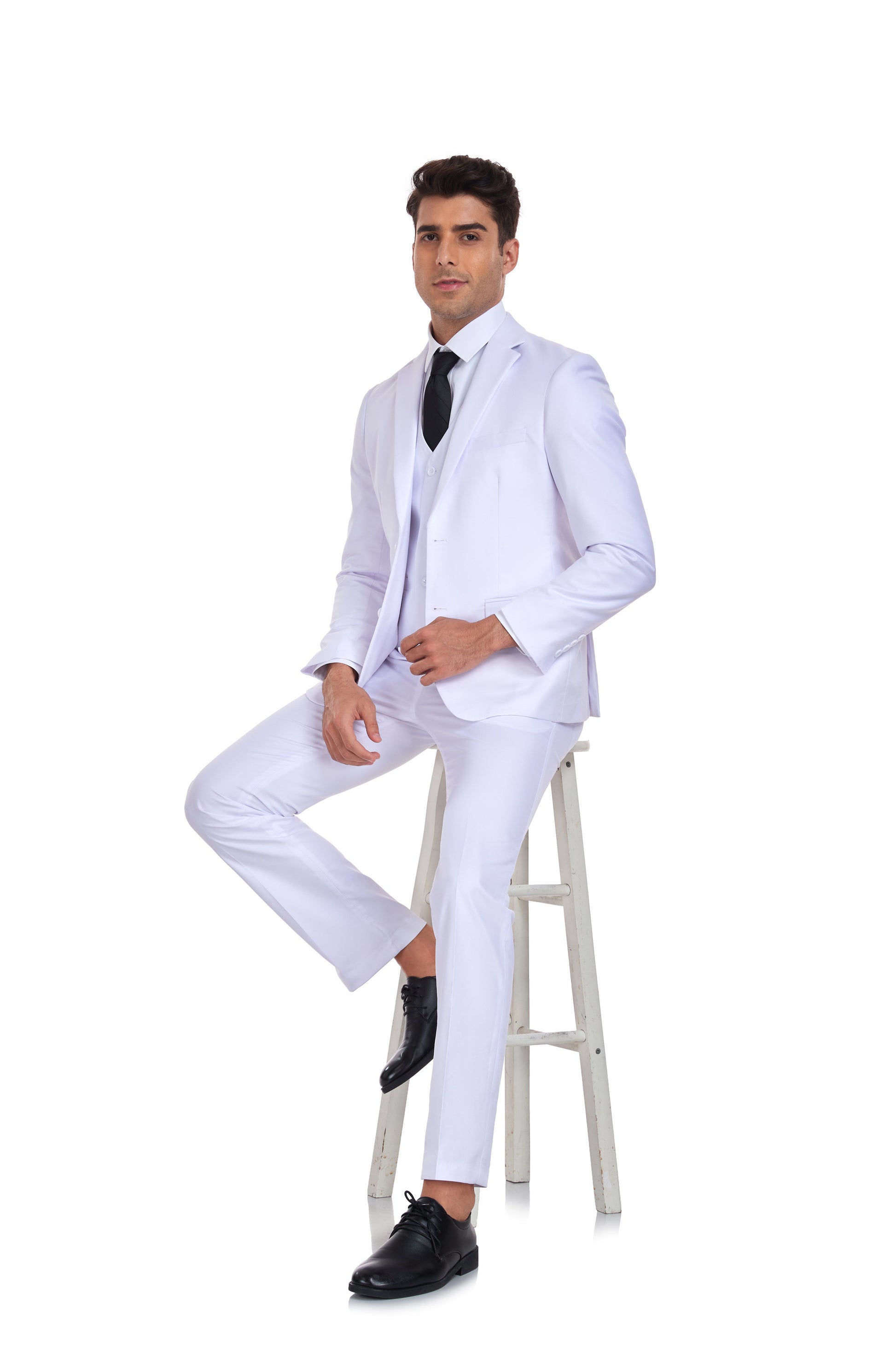 White Gentleman's Groomsmen Party Business Banquet 3 Piece Men Suits Yuanlu