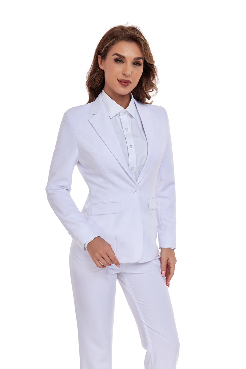 White Women's 2 Piece Office Work Suit Set Yuanlu