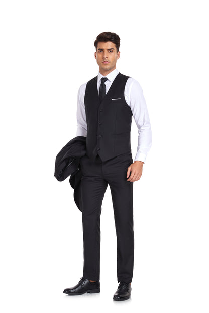 Black Gentleman's Groomsmen Party Business Banquet 3 Piece Men Suits Yuanlu