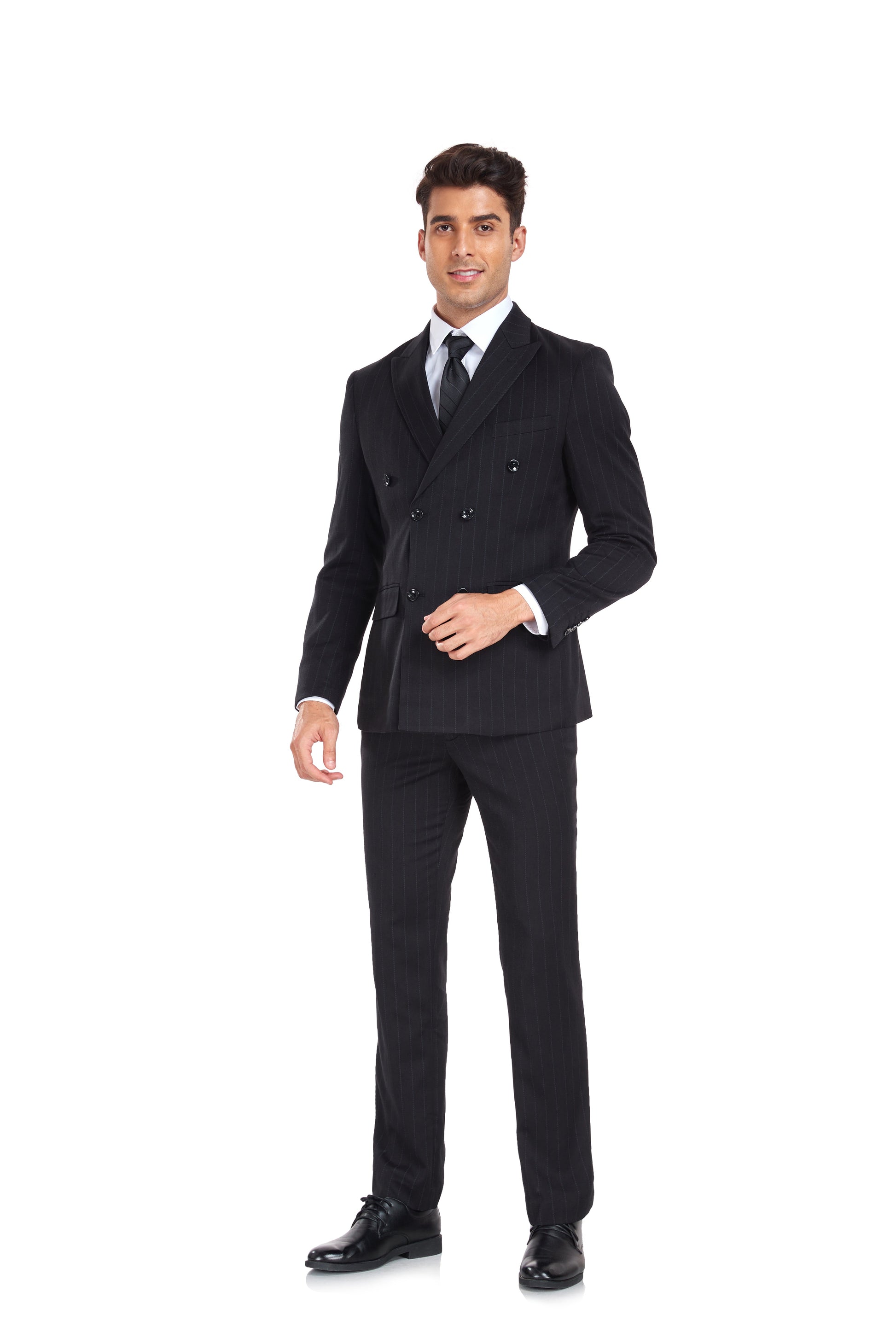 Black Stripe Men's 3 Piece Set for Party, Wedding and Business Yuanlu