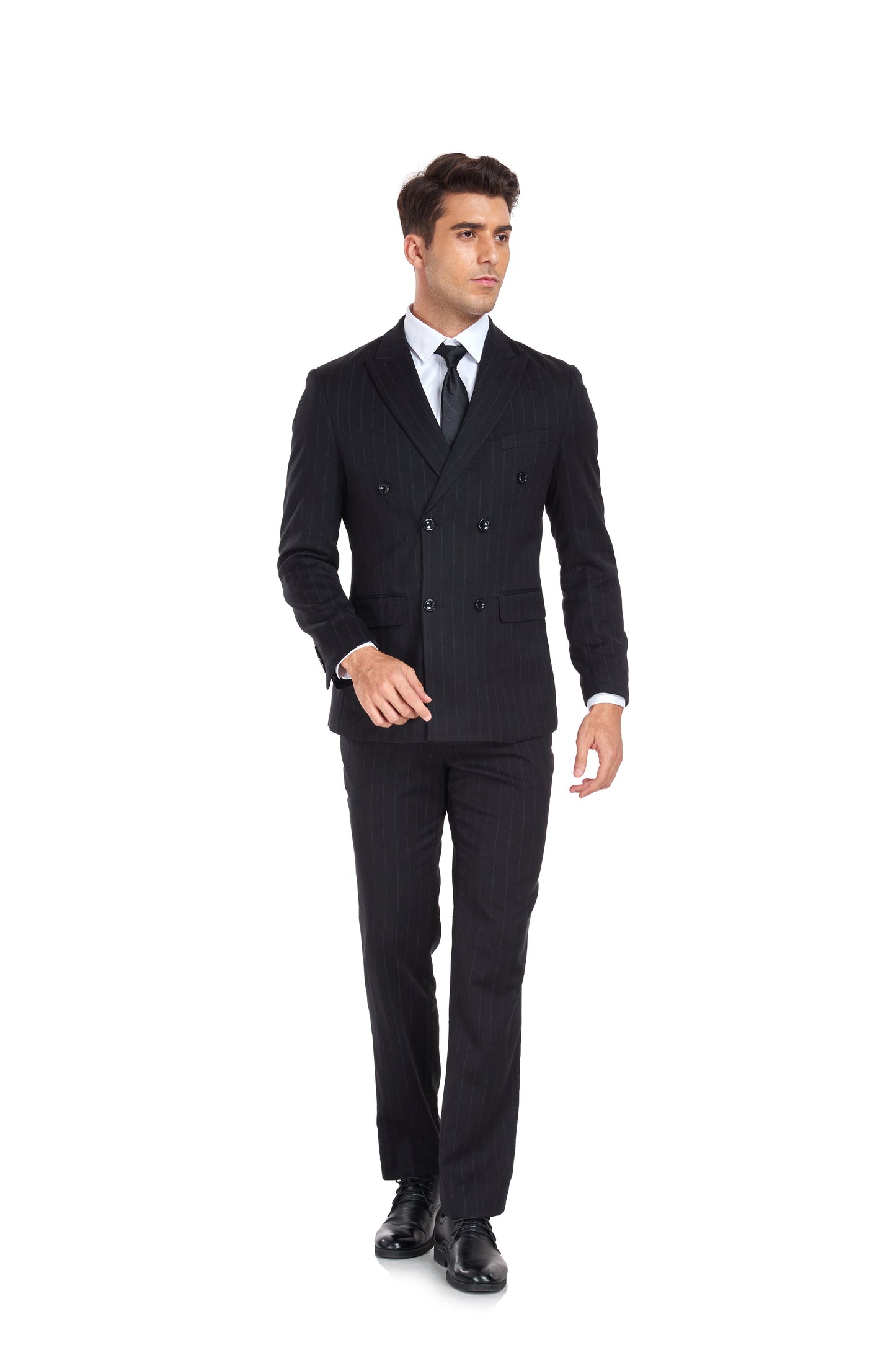 Black Stripe Men's 3 Piece Set for Party, Wedding and Business Yuanlu