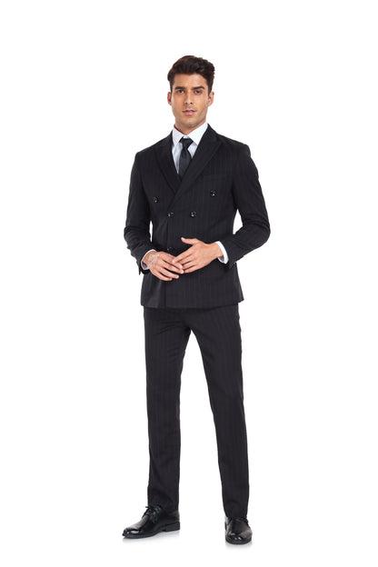 Black Stripe Men's 3 Piece Set for Party, Wedding and Business Yuanlu