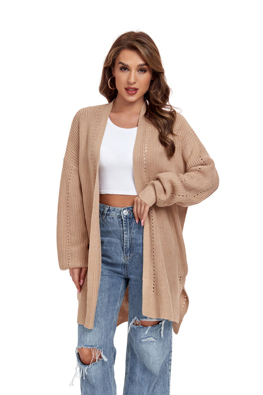 Khaki Long Sleeve Front Cardigan Yuanlu