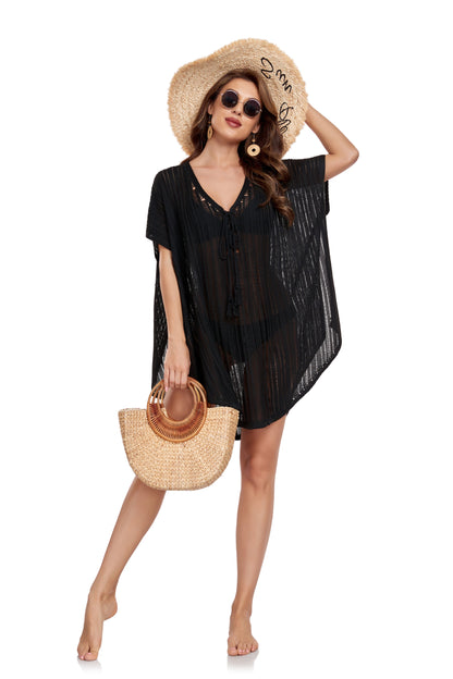 Black Fresh Short Sleeve Mini Dress Yuanlu