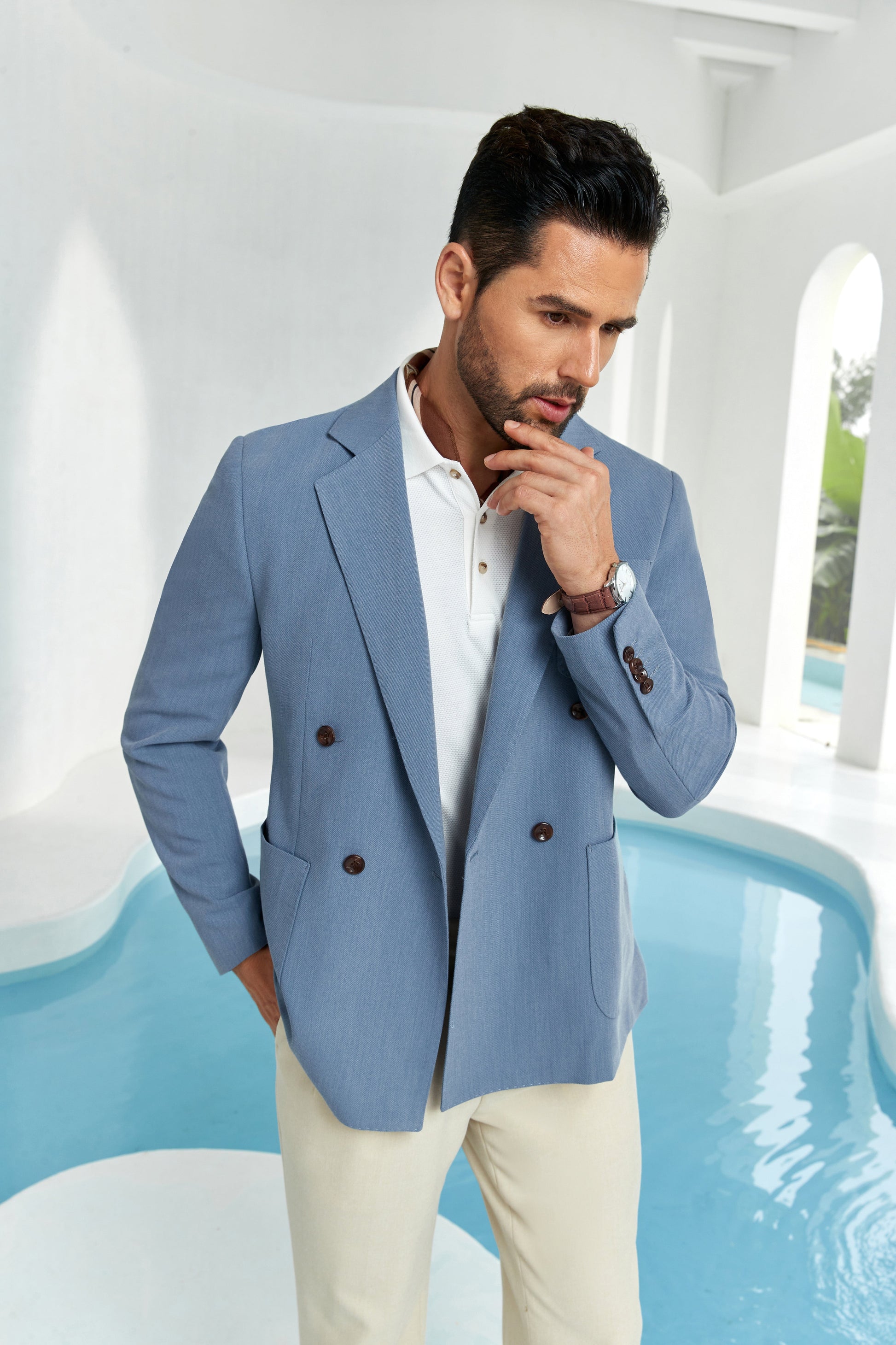 Designer Style New Men's Double Breasted Blazer Wehilion