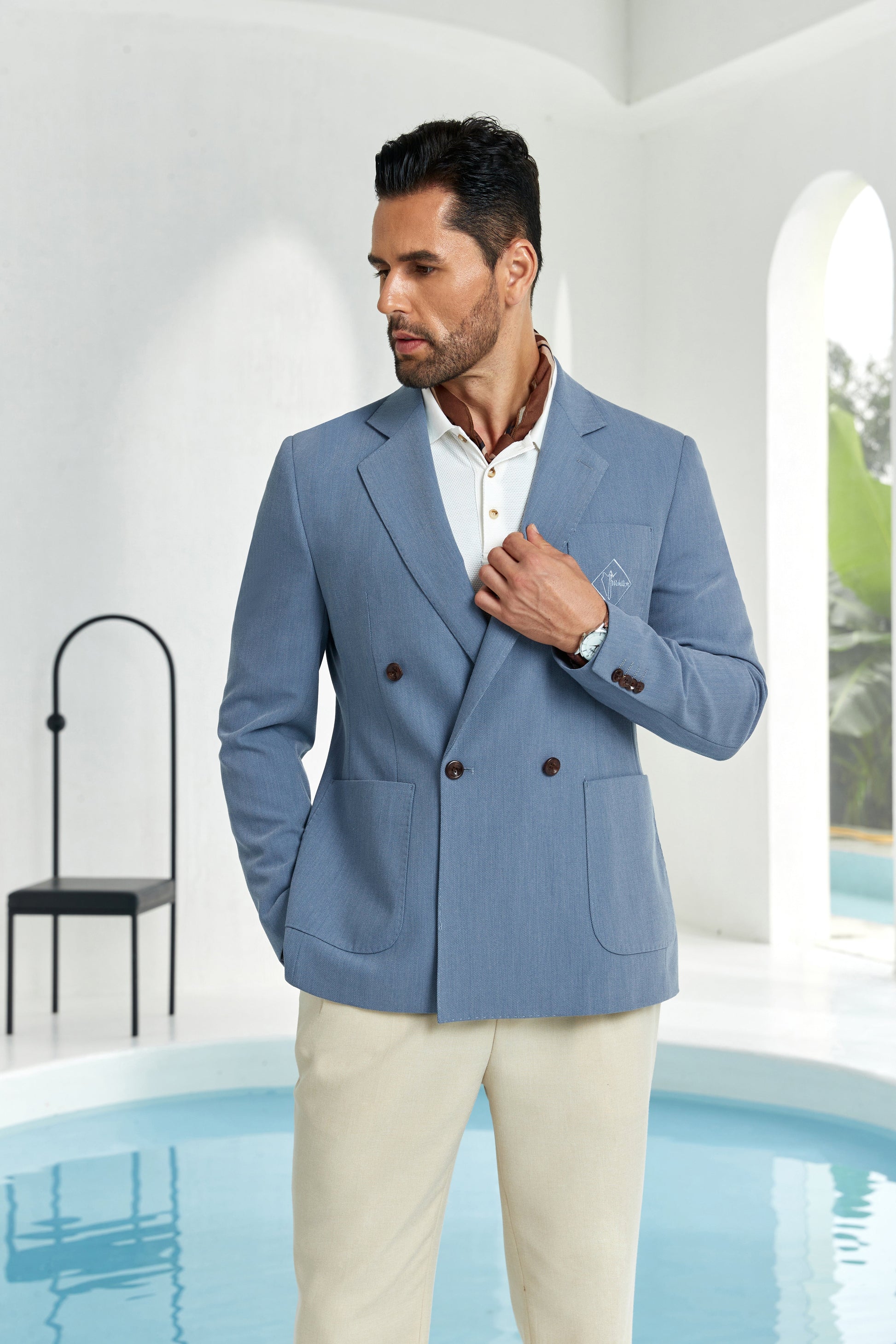 Designer Style New Men's Double Breasted Blazer Wehilion