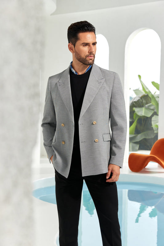 Designer Style New Men's Double Breasted Blazer Wehilion